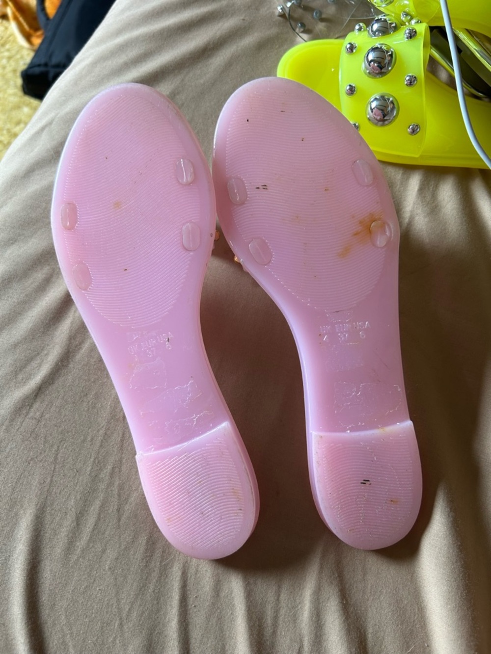 Pink Studded Jelly Slide Sandals size 7 - Picture 3 of 3